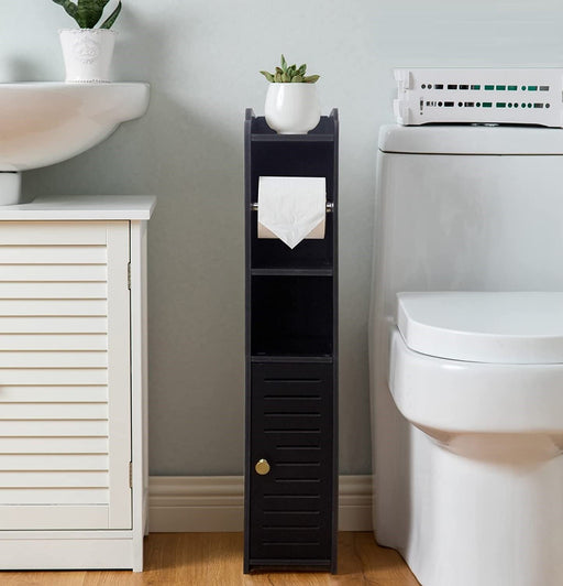 My Best Buy - Toilet Paper Roll Holder for Bathroom with roller (Black, 76cm)