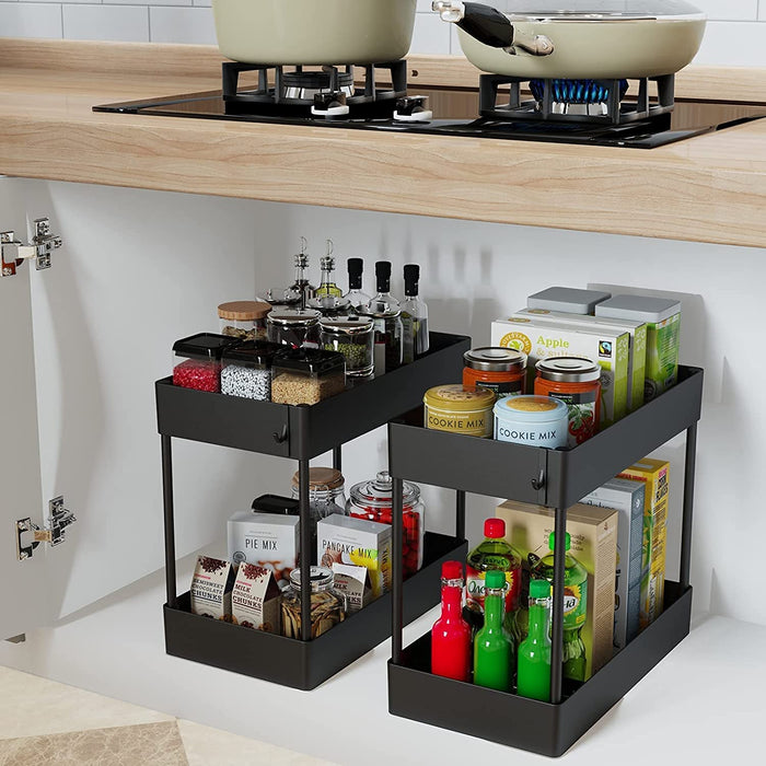 My Best Buy - 2 Tier Multi-Purpose Under Sink Organizer Shelf Storage Rack for Bathroom and Kitchen