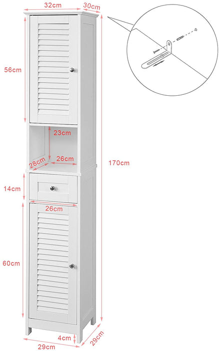 My Best Buy - Freestanding Tall Bathroom Cabinet 170x32x30 cm