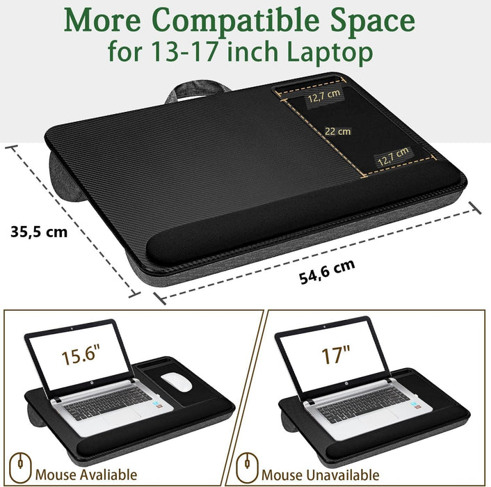 My Best Buy - Portable Laptop Desk with Device Ledge, Mouse Pad and Phone Holder for Home Office (Black, 43cm)
