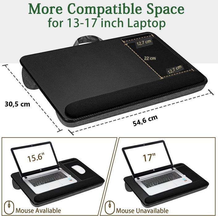 My Best Buy - Portable Laptop Desk with Device Ledge, Mouse Pad and Phone Holder for Home Office (Black, 40cm)