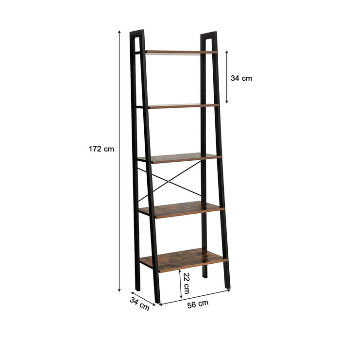 My Best Buy - 5 Tiers A-shaped Ladder Storage Shelf, Rustic, Brown