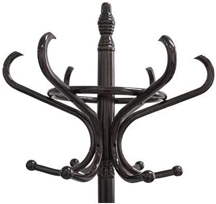 My Best Buy - Brown Coat Rack with Stand Wooden Hat and 12 Hooks Hanger Walnut tree