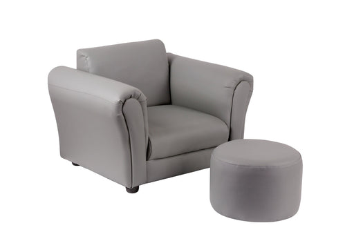 My Best Buy - Kids Grey Couch Sofa Chair w/ Footstool in PU Leather