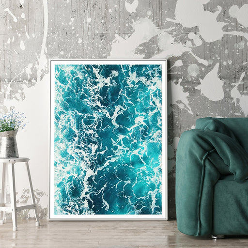 My Best Buy - 60cmx90cm Blue Ocean White Frame Canvas Wall Art