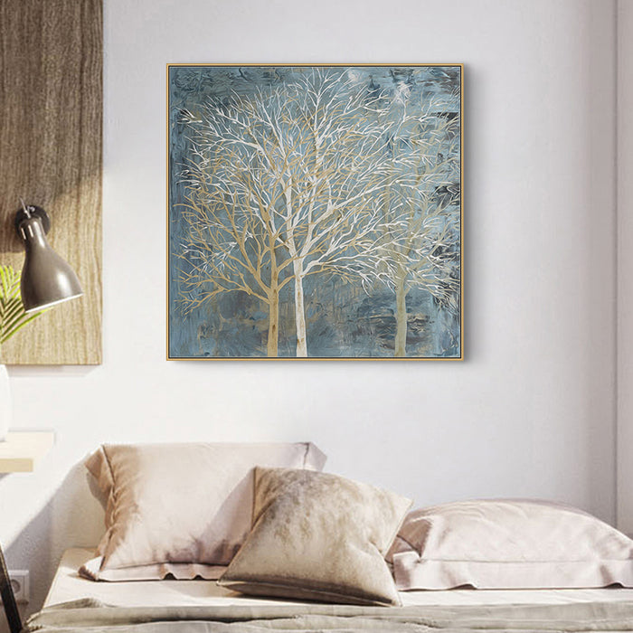 My Best Buy - 60cmx60cm Forest In The Twilight Trees Gold Frame Canvas Wall Art