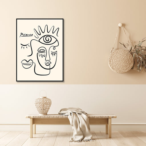 My Best Buy - 60cmx90cm Line Art By Pablo Picasso Black Frame Canvas Wall Art