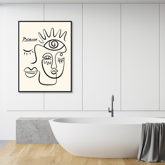 My Best Buy - 60cmx90cm Line Art By Pablo Picasso Black Frame Canvas Wall Art