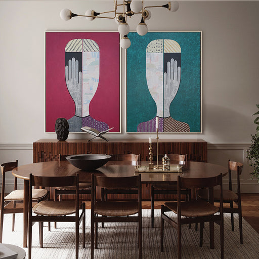 My Best Buy - 50cmx70cm Abstract Man And Woman 2 Sets Gold Frame Canvas Wall Art