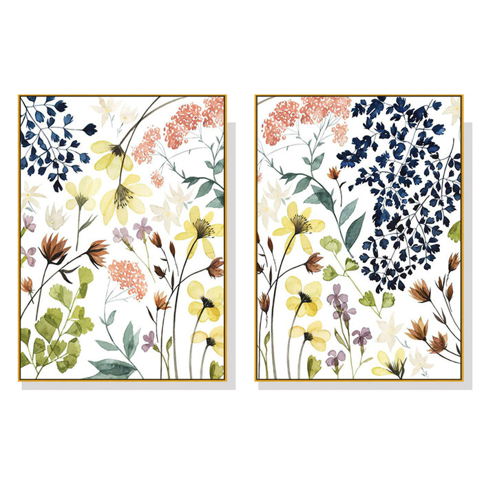 My Best Buy - 70cmx100cm Flower Composition 2 Sets Gold Frame Canvas Wall Art