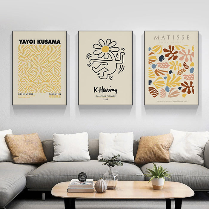 My Best Buy - 60cmx90cm Matisse, Keith Haring, Yayoi Kusama 3 Sets Black Frame Canvas Wall Art