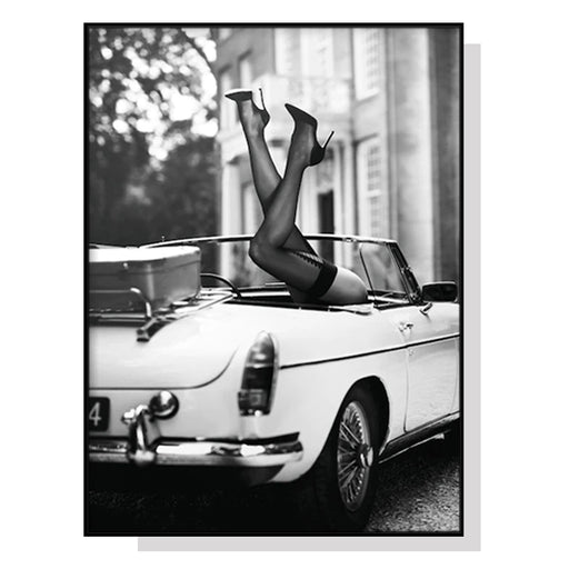 My Best Buy - 50cmx70cm High Heels in Classic Car Black Frame Canvas Wall Art