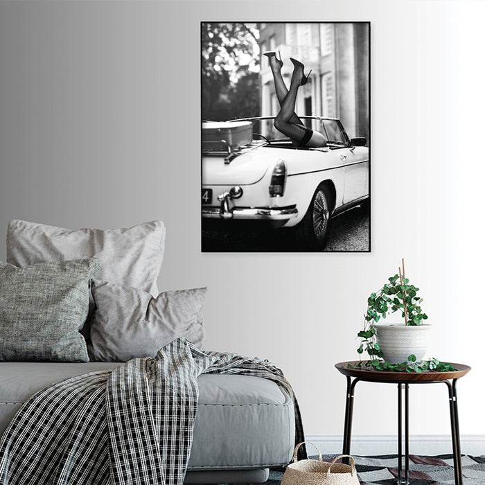 My Best Buy - 70cmx100cm High Heels in Classic Car Black Frame Canvas Wall Art