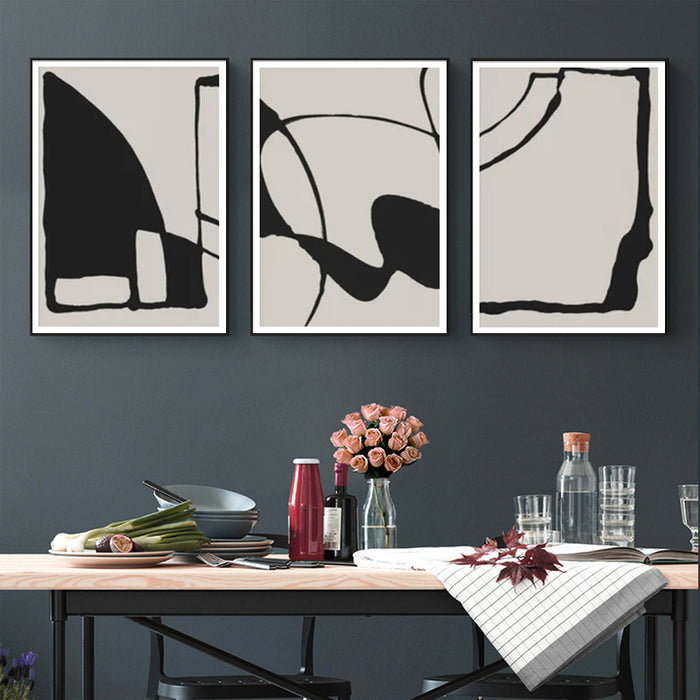 My Best Buy - 60cmx90cm Black Beige 3 Sets Black Frame Canvas Wall Art