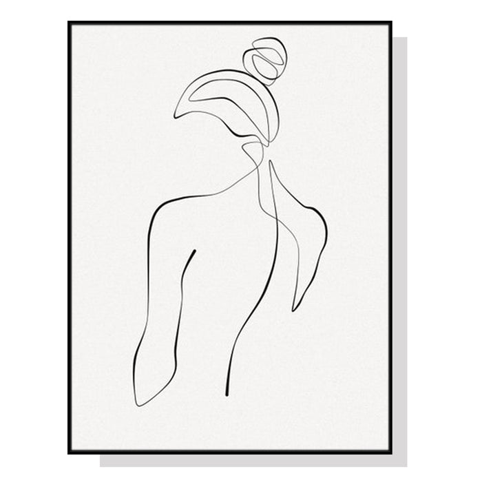 My Best Buy - 60cmx90cm Woman Back Line Art Black Frame Canvas Wall Art