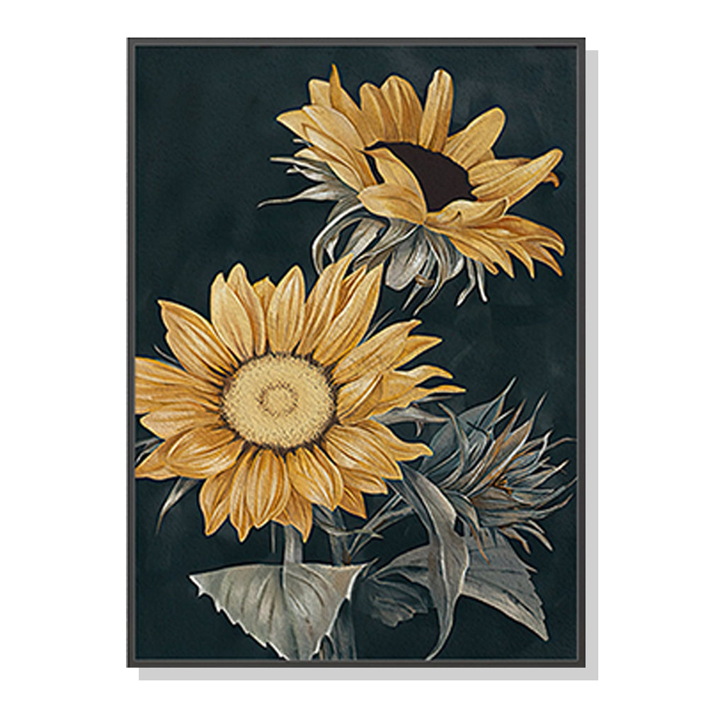 My Best Buy - 50cmx70cm Sunflowers Black Frame Canvas Wall Art