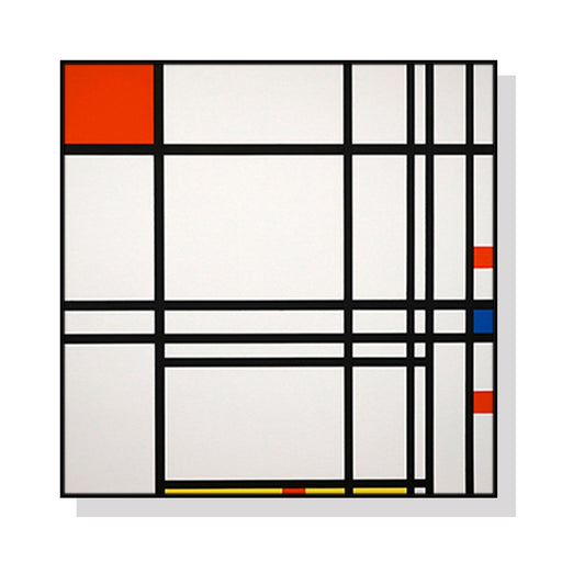My Best Buy - 60cmx60cm Abstract Art By Piet Mondrian Black Frame Canvas Wall Art