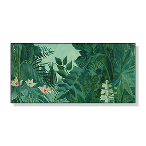 My Best Buy - 40cmx80cm The Equatorial Jungle Green Forest By Henri Rousseau Black Frame Canvas Wall Art