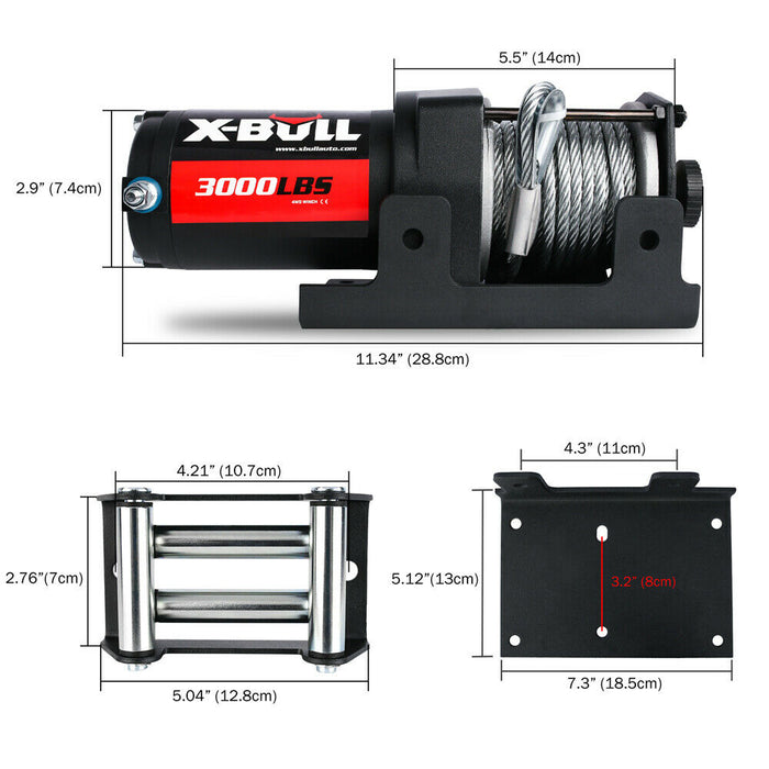 My Best Buy - X-BULL Electric Winch 3000lbs/1360kg Wireless 12V Steel Cable ATV 4WD BOAT 4X4