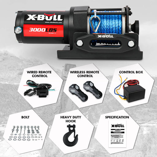 My Best Buy - X-BULL 12V Electric Winch 3000LB ATV Winch Boat Trailer Winch Synthetic Rope 4WD