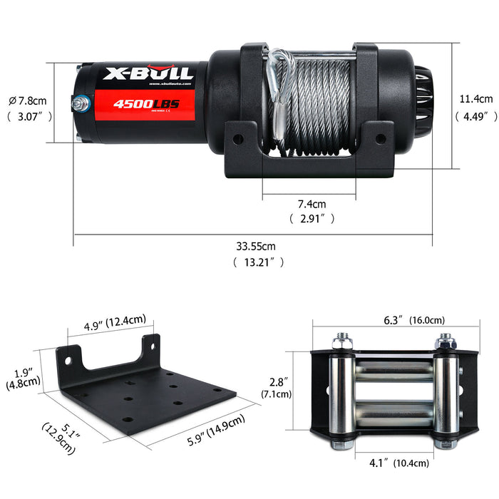 My Best Buy - X-BULL Electric Winch 4500LBS/2041KG Steel Cable Wireless Remote Boat ATV 4WD