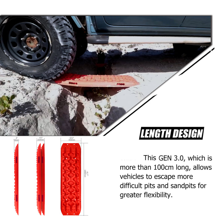 My Best Buy - X-BULL 2 Pairs Recovery tracks Sand Mud Snow 4WD / 4x4 ATV Offroad Stronger Gen 3.0 - Red