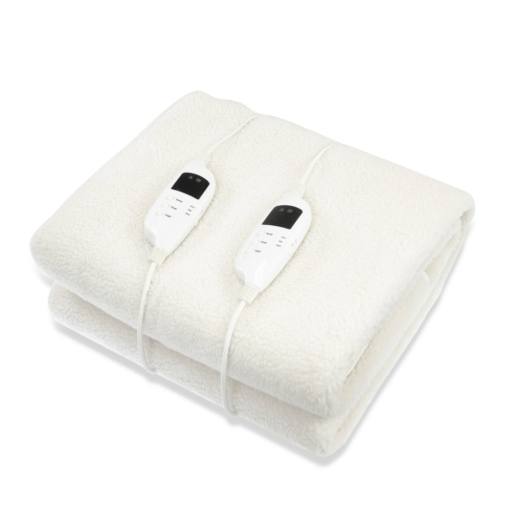My Best Buy - Laura Hill Heated Electric Blanket Double Size Fitted Fleece Underlay Winter Throw - White