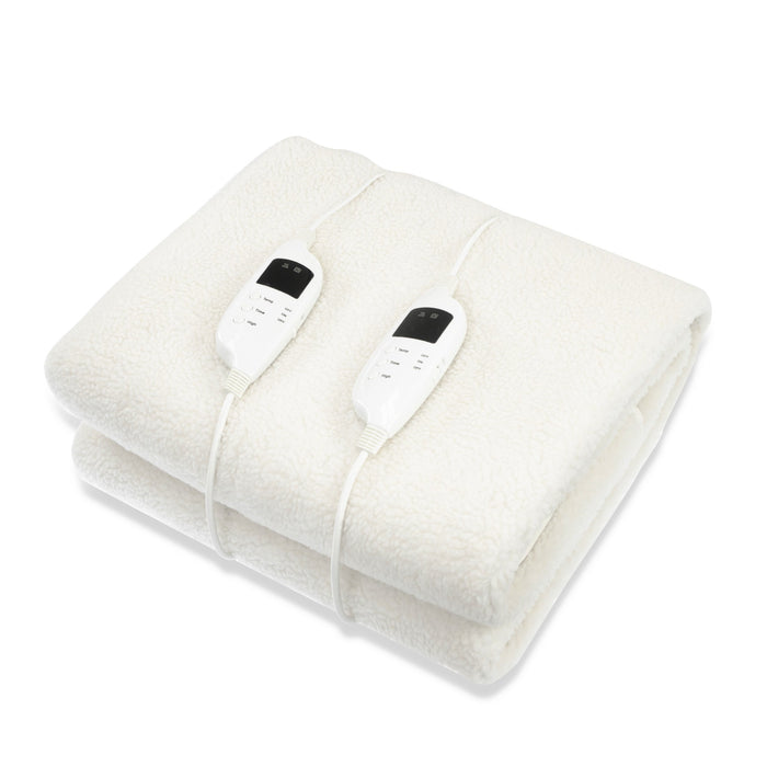 My Best Buy - Laura Hill Heated Electric Blanket Double Size Fitted Fleece Underlay Winter Throw - White