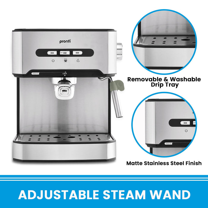 My Best Buy - Pronti 1.6L Automatic Coffee Espresso Machine with Steam Frother