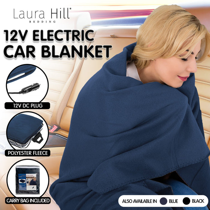 My Best Buy - Laura Hill Heated Electric Car Blanket 150x110cm 12v - Navy Blue
