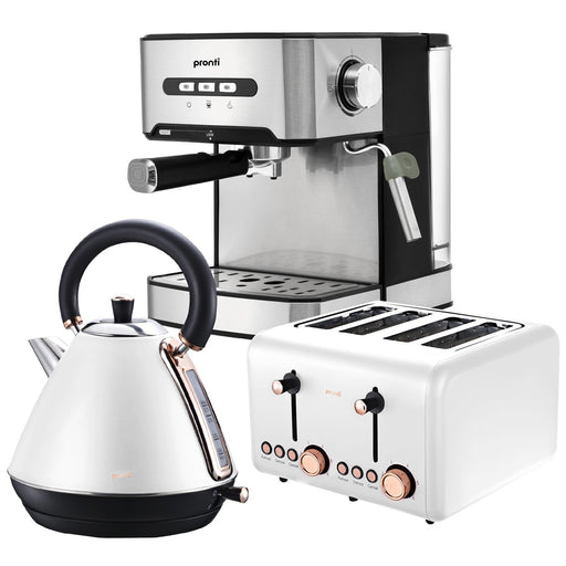 My Best Buy - Pronti Toaster, Kettle & Coffee Machine Breakfast Set - White