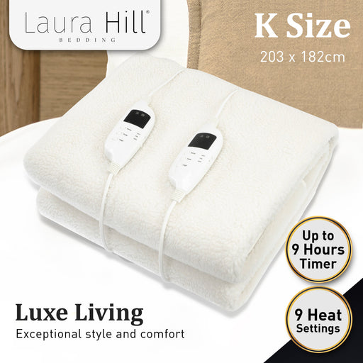 My Best Buy - Laura Hill Electric Blanket Heated Fitted King Size Bed Safety 9 Heat Levels