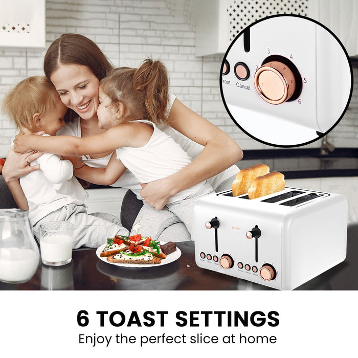 My Best Buy - Pronti Rose Trim Collection Toaster & Kettle Bundle - White