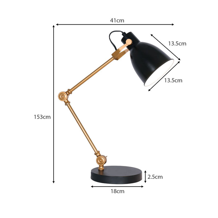 My Best Buy - Sarantino Adjustable Metal Table Lamp In Black And Gold