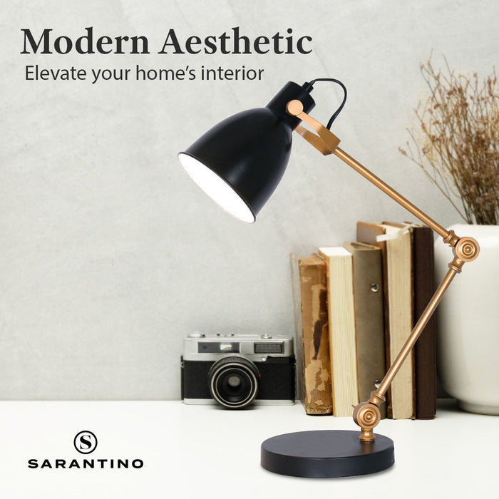 My Best Buy - Sarantino Adjustable Metal Table Lamp In Black And Gold