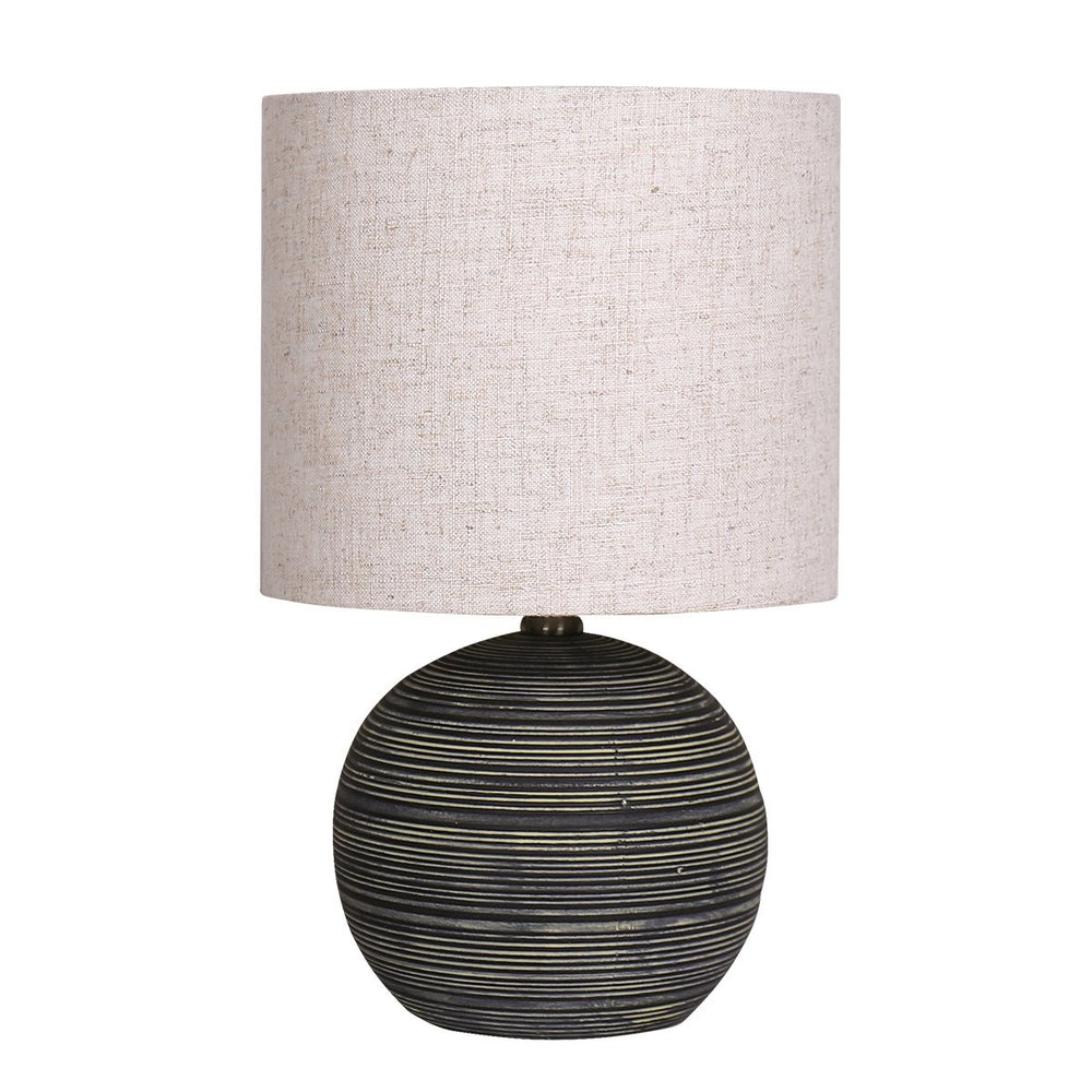 My Best Buy - Sarantino Ceramic Table Lamp With Striped Pattern In Antique Black