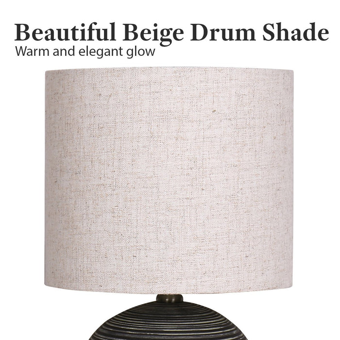 My Best Buy - Sarantino Ceramic Table Lamp With Striped Pattern In Antique Black