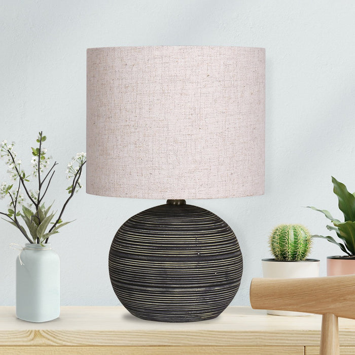 My Best Buy - Sarantino Ceramic Table Lamp With Striped Pattern In Antique Black