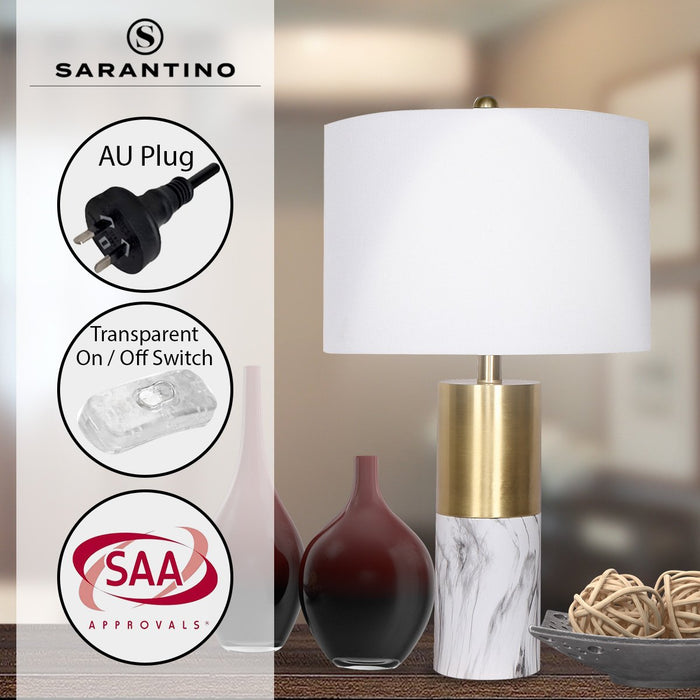 My Best Buy - Sarantino Metal And Marble Table Lamp - White