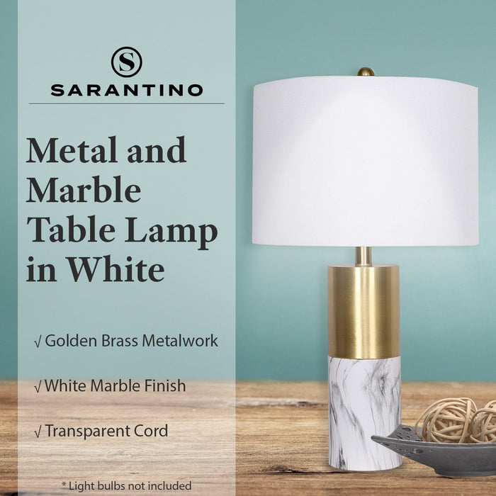 My Best Buy - Sarantino Metal And Marble Table Lamp - White