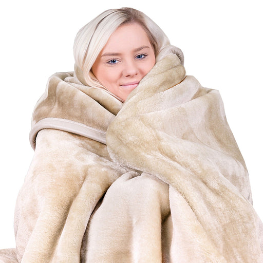 My Best Buy - Laura Hill Mink Blanket Double Sided 600GSM Queen Size Beige