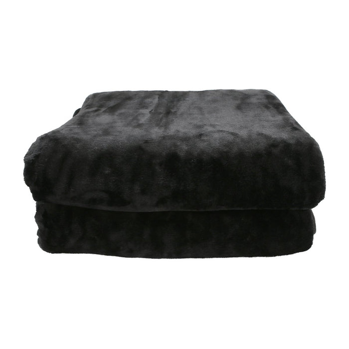 My Best Buy - Laura Hill 600GSM Faux Mink Blanket Double-Sided Queen Size - Black