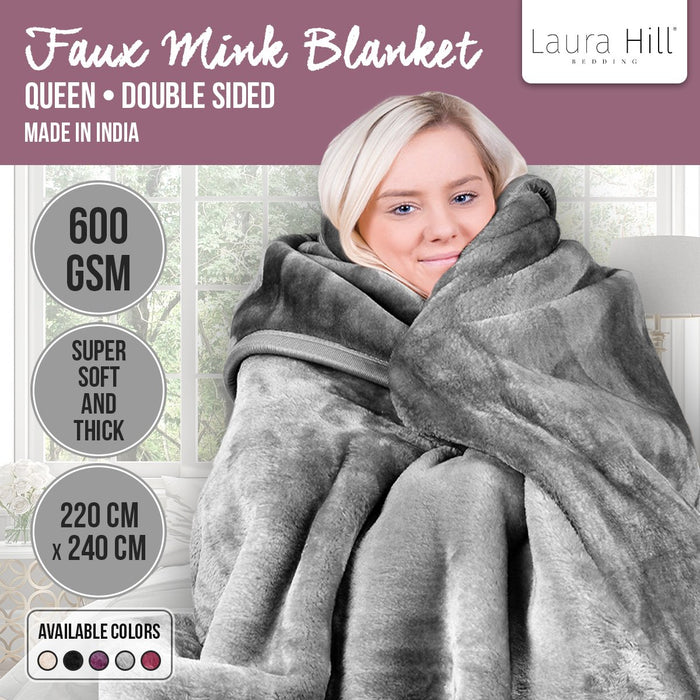 My Best Buy - Laura Hill Mink Blanket Double Sided Queen Size Soft Plush Bed Faux Throw Rug 220 X 240cm