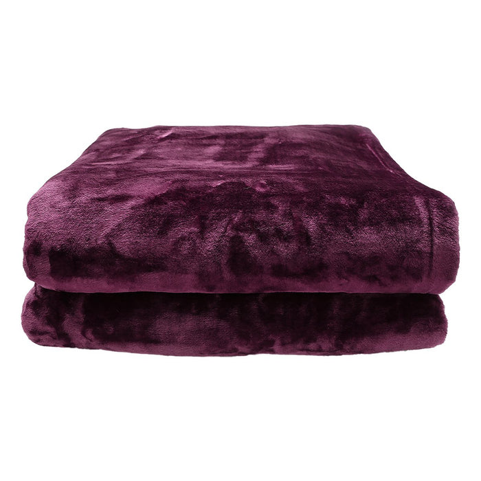 My Best Buy - Laura Hill Double-sided Large 220 X 240cm Faux Mink Throw Rug Blanket 800-gsm Heavy - Purple