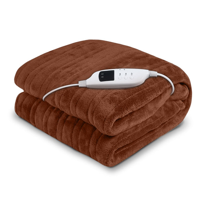 My Best Buy - Laura Hill Heated Electric Blanket Throw Rug Coral Warm Fleece Brown