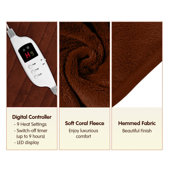 My Best Buy - Laura Hill Heated Electric Blanket Throw Rug Coral Warm Fleece Brown