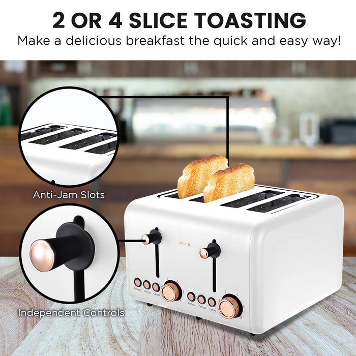 My Best Buy - Pronti 4 Slice Toaster Rose Trim Collection - White