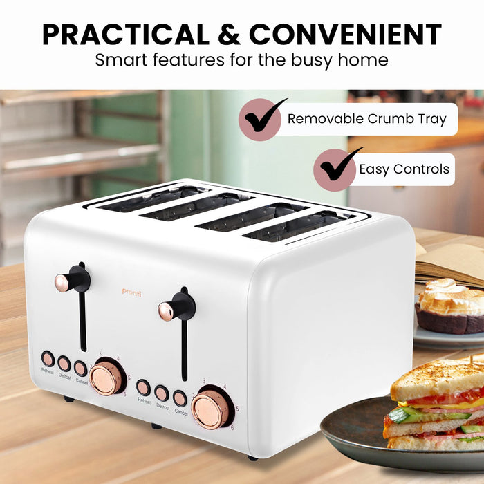My Best Buy - Pronti 4 Slice Toaster Rose Trim Collection - White