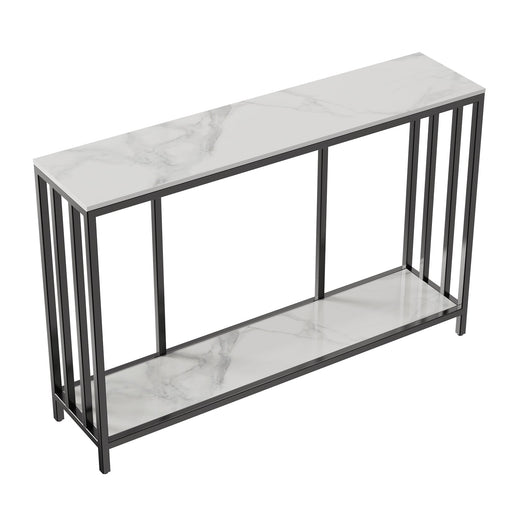 My Best Buy - Interior Ave - Bronte Dual Layer Marble Stone Console - Marble & Black