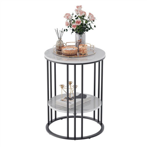 My Best Buy - Interior Ave - Cleo Black Two Shelf Stone Side Table